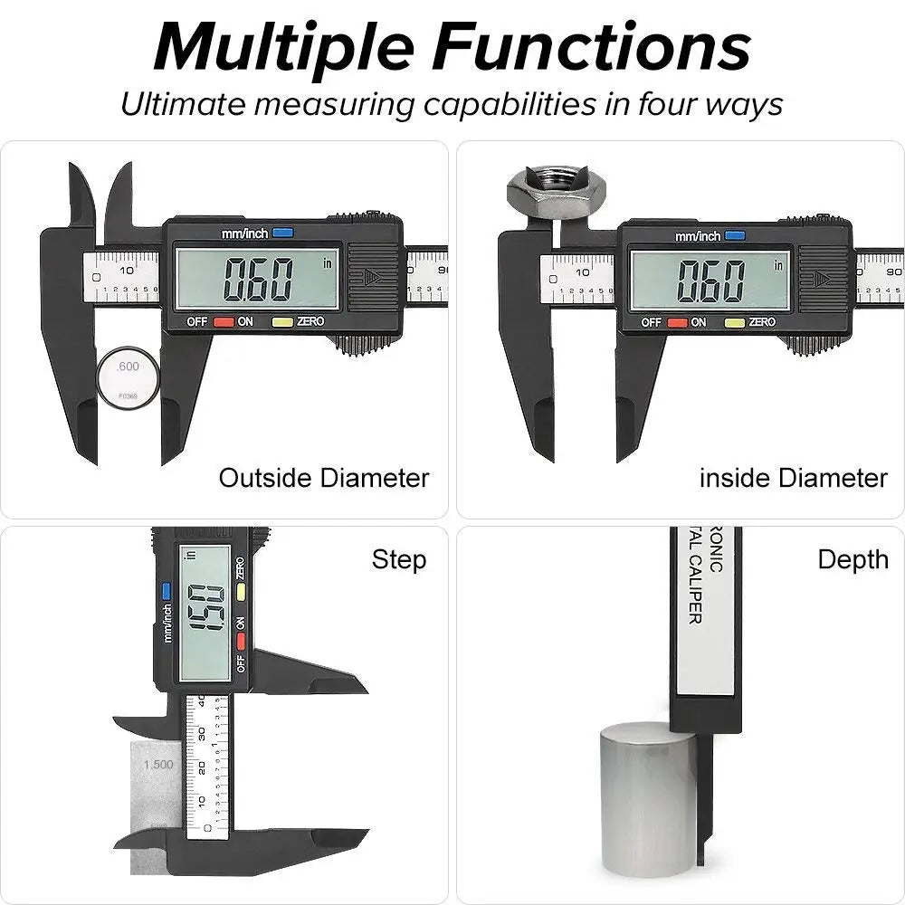 Calibrador Digital electrónico de 150mm y 100mm, calibrador Vernier con Dial de fibra de carbono, herramienta de medición micrométrica, regla Digital