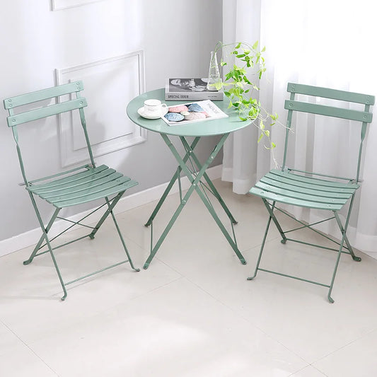 Balcony small tables and chairs three -piece casual folding outdoor courtyard iron terrace table Modern balcony coffee table