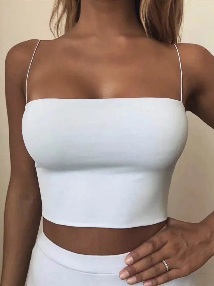 Haut court Sexy en coton élastique pour femmes, Camis sans manches, débardeur court, Bar, été 2022