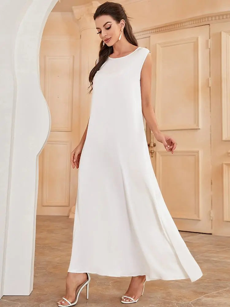 Vestidos blancos de Ramadán africanos, ropa islámica para mujeres, Dubai, Abaya, Turquía, vestido musulmán árabe, bata musulmana para mujer