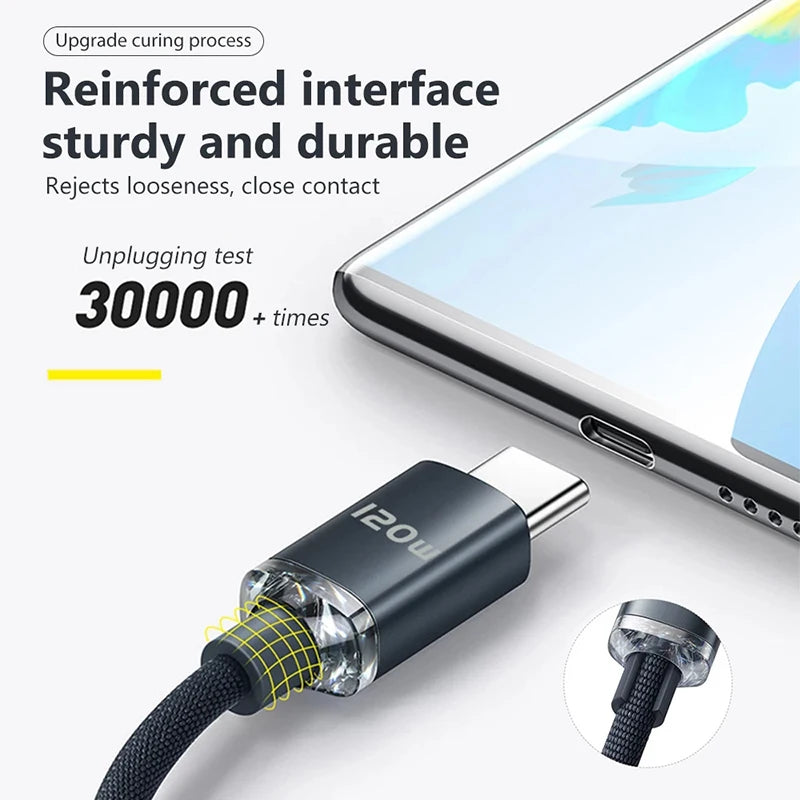 120W 6A câble de Charge rapide USB Type C câble de Charge rapide pour Samsung S23 Realme Xiaomi 13 Huawei téléphone câble de Charge rapide câbles de données