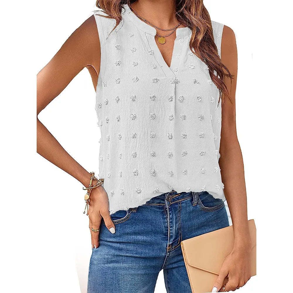 Tops para mujer Camiseta sin mangas de verano para mujer Camisas sin mangas 2023 Corsé de primavera Cuello en V Camisetas casuales elegantes