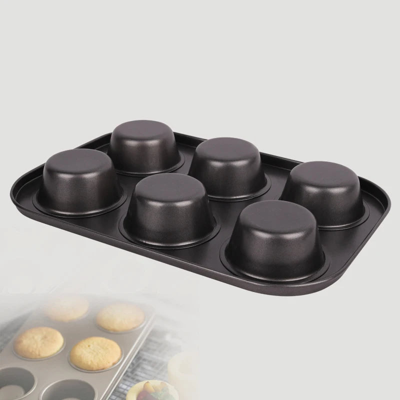 24-hole Round Cake Mold Carbon Steel Nonstick Muffin Cake Mold DIY Home Muffin Cup Baking Pan Kitchen Supplies Gadgets