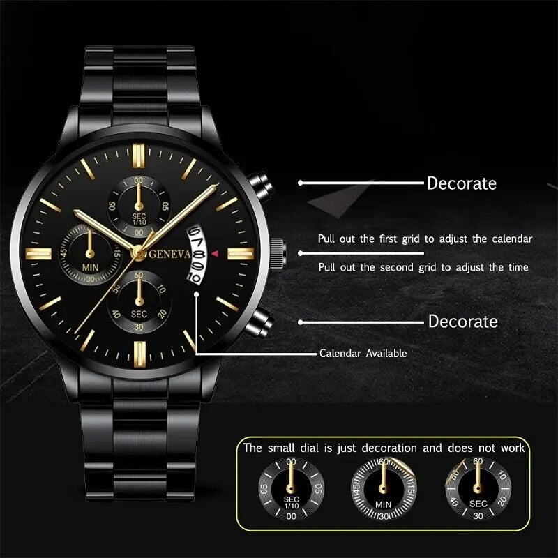 Reloj de pulsera de cuarzo con calendario de lujo de acero inoxidable para hombre a la moda, relojes de negocios para hombre, reloj Montre Homme