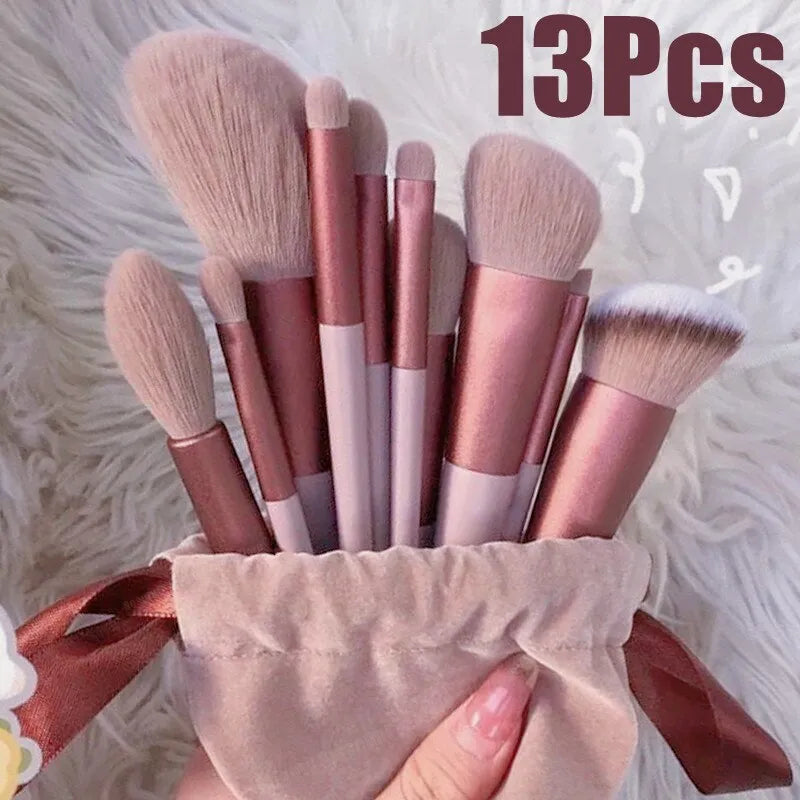 Ensemble de pinceaux de maquillage, 13 pièces, ombre à paupières, fond de teint, cosmétique pour femmes, fard à paupières, Blush, beauté, sac d'outils de maquillage doux