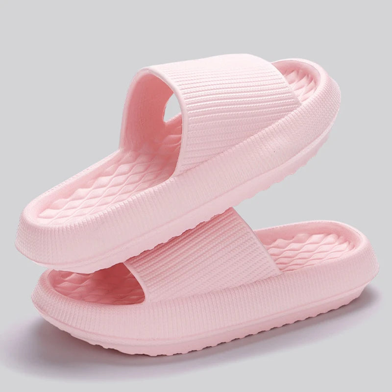 Zapatillas de plataforma gruesa con forma de nube para mujer, chanclas de suela blanda de EVA, chanclas de playa para verano, Zapatillas de casa antideslizantes para baño