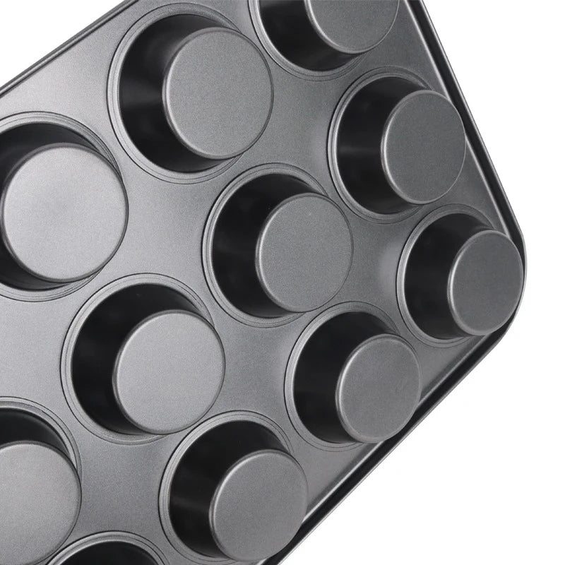 Moule à gâteau rond à 24 trous en acier au carbone antiadhésif pour muffins, moule à muffins, moule à pâtisserie, fournitures de cuisine, gadgets