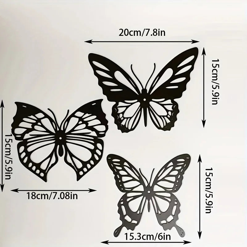 CIFBUY Lot de 3 décorations murales en métal avec papillon, libellule noire, colibri, papillon, décoration murale à suspendre pour la décoration de la maison