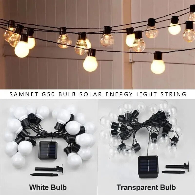 20LED Solar G50 Bulb IP65 Waterproof Outdoor Light String Garden Light Suitable for Home Indoor Holiday