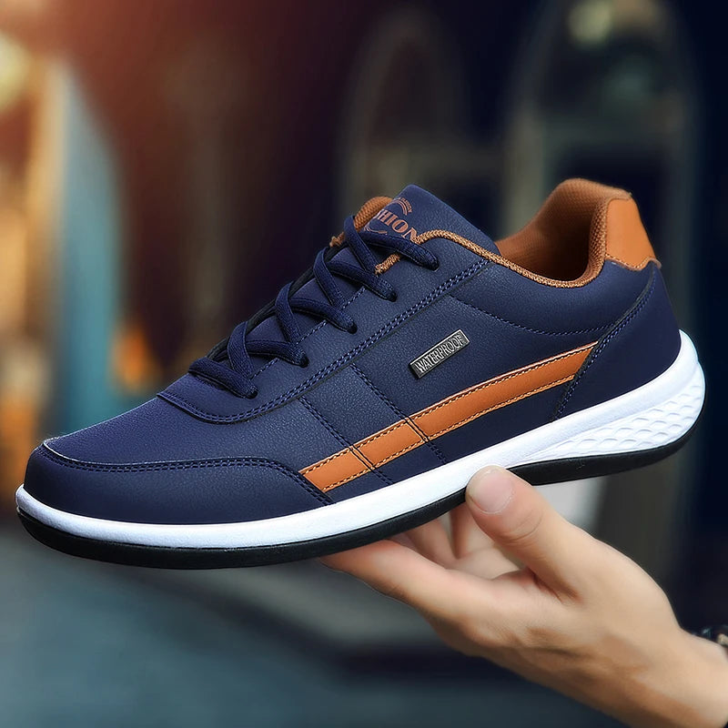 Zapatos de cuero Pu para hombre, zapatillas de deporte informales transpirables de tendencia, calzado antideslizante, zapatos vulcanizados, Tenis Masculino