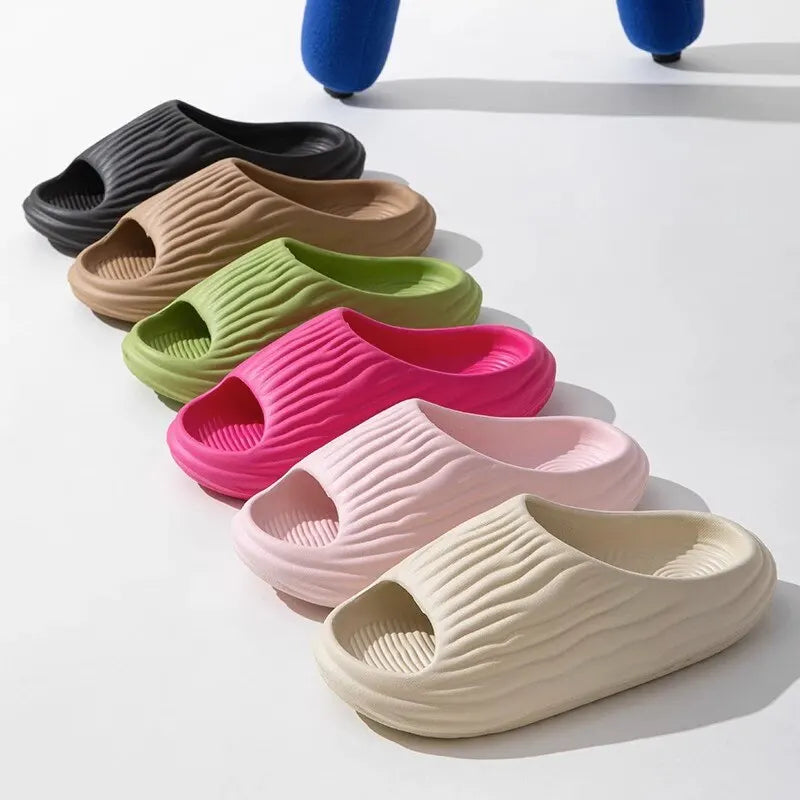 Toboganes De Plataforma Gruesa De Eva Súper Suaves para Mujer, Zapatillas Antideslizantes De Baño Interior Minimalistas Y Cómodas, Zapatillas para Mujer