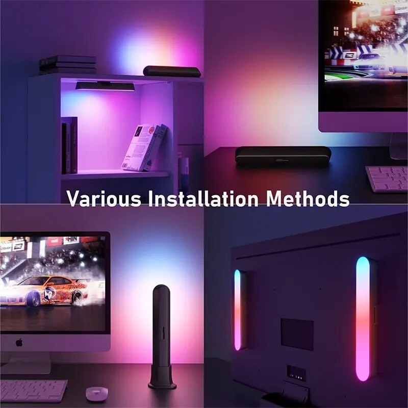 Luces sinfónicas RGB LED, luz nocturna de ambiente de escritorio, lámpara de captación ambiental con ritmo musical, tira de Control por aplicación, decoración de luz para TV