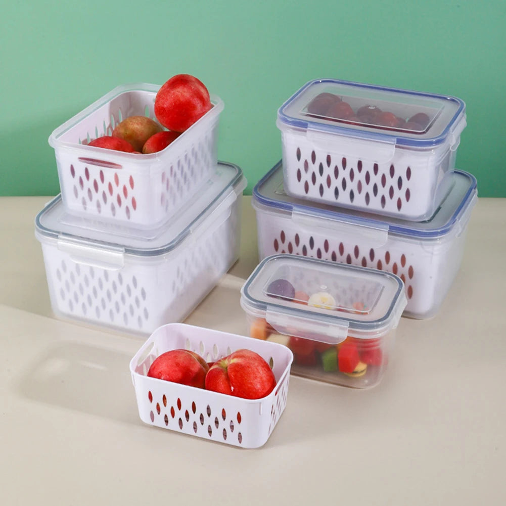 Caja para el frigorífico, cajas para frutas y verduras frescas, organizador para nevera, escurridor, contenedores de almacenamiento, despensa, organizador de cocina