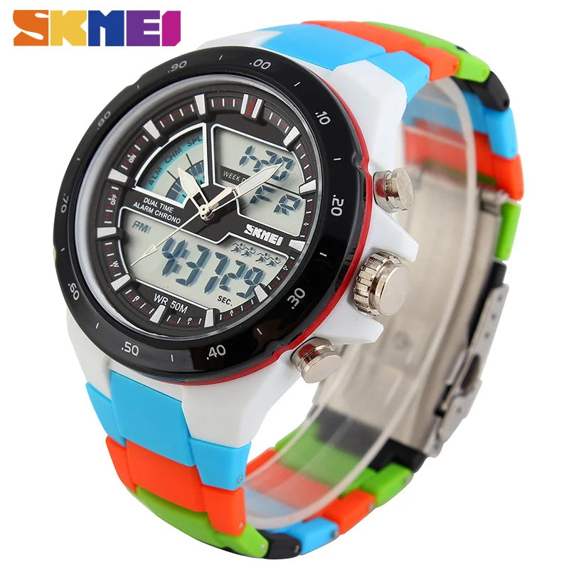 SKMEI Sport montre hommes mode décontracté réveil étanche militaire Chrono double affichage montres Relogio Masculino 1016