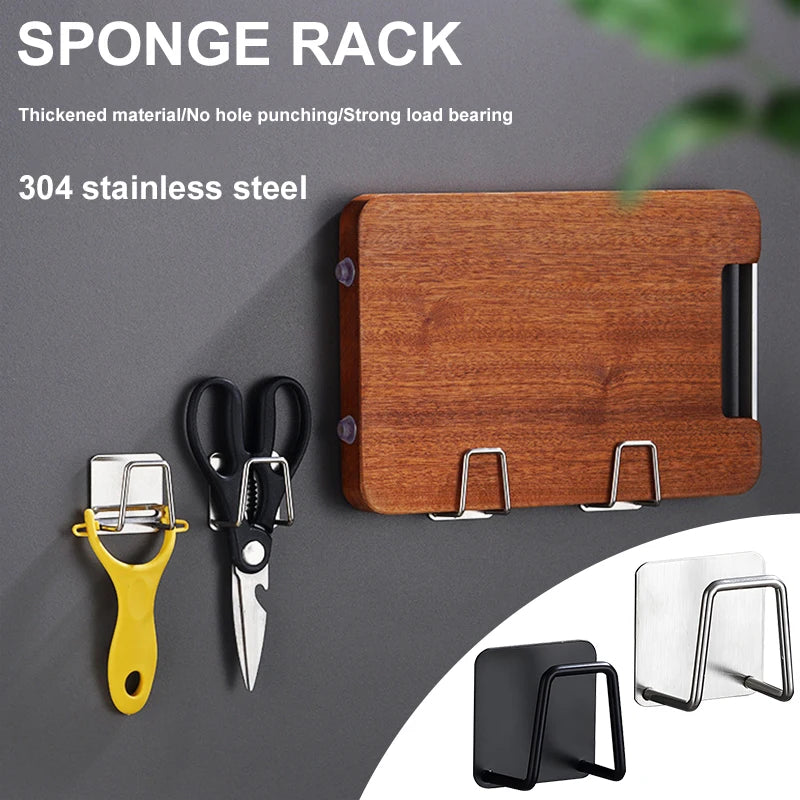 1/2/3Pcs Kitchen Sponges Racks Self Adhesive Sink Sponge Drain Drying Rack Steel Wire Ball Chopping Board Saucepan Lid Organizer