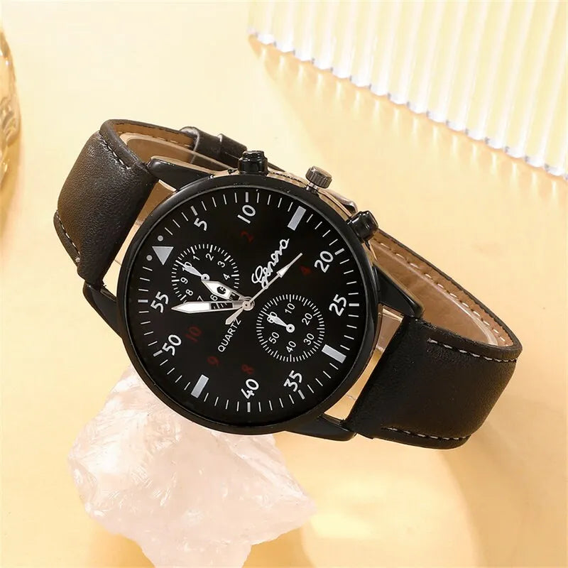 5 pièces ensemble mode hommes montres de sport homme affaires Quartz montre-Bracelet de luxe en cuir Bracelet hommes horloge décontractée montre