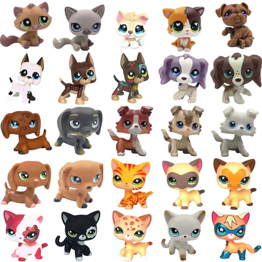 LPS CAT raro Littlest pet shop juguetes soportes pelo corto gatito perro perro salchicha Collie Spaniel Gran Danés Original Bobble head juguetes