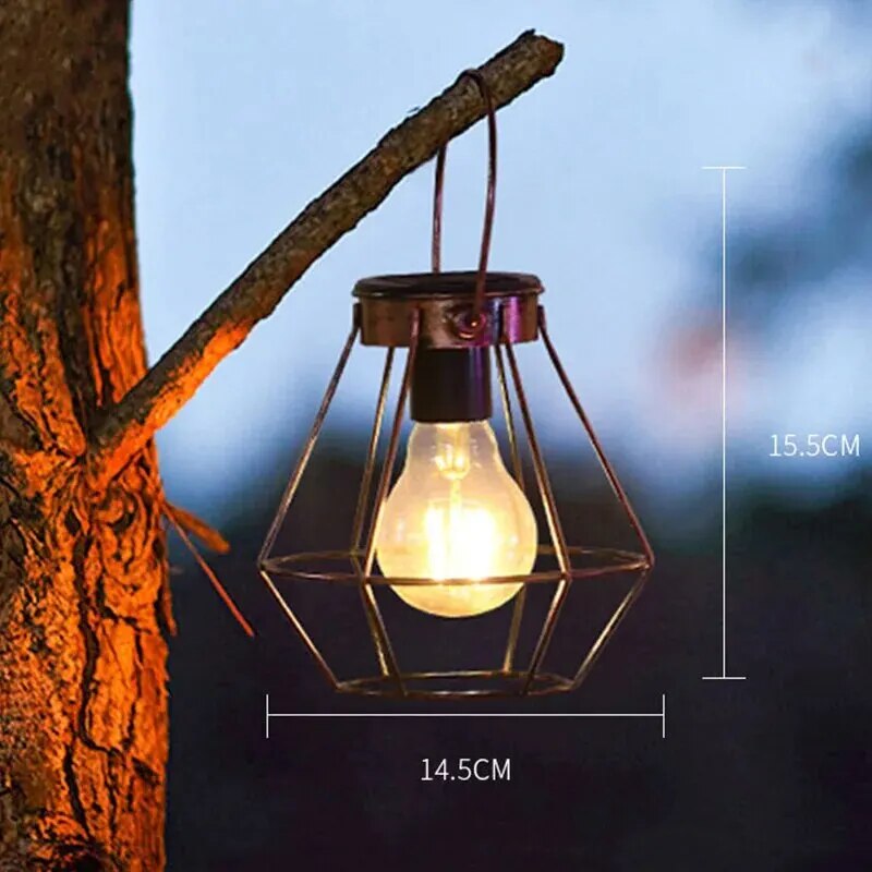 Solar LED Lamps Lantern Outdoor Waterproof Decorative Chandelier Pendant Light Home Garden Hanging Retro Camping Decor Lantern