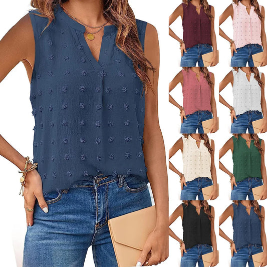 Tops para mujer Camiseta sin mangas de verano para mujer Camisas sin mangas 2023 Corsé de primavera Cuello en V Camisetas casuales elegantes