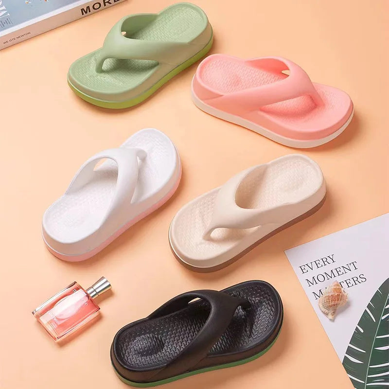 Chanclas de mujer, sandalias de verano para exteriores e interiores con suela gruesa, zapatillas de playa con aumento de 5cm de altura