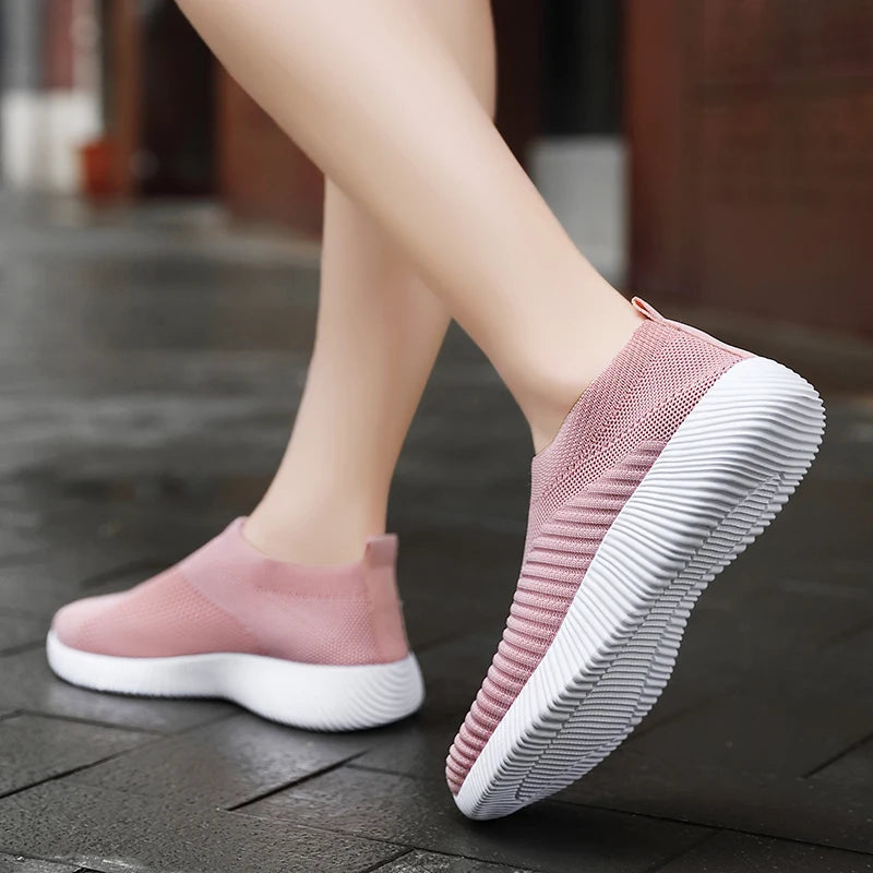 Zapatos vulcanizados para mujer, zapatillas de deporte de alta calidad para mujer, zapatos planos sin cordones, mocasines para mujer de talla grande 42, zapatos planos para caminar