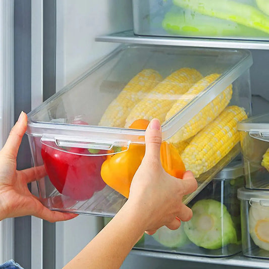 WORTHBUY Contenedores de almacenamiento de alimentos para cocina Refrigerador Caja de conservación de alimentos frescos Caja organizadora sellada para huevos, verduras y frutas Caja transparente para verduras