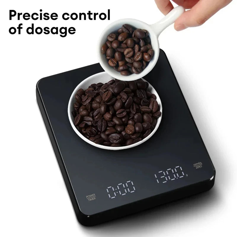 Digital Coffee Scale With LED Screen USB 3KG Max. Weighing Unit: OZ/ML/G Kitchen Stainless Steel Scale, Max. Weight 0.1G