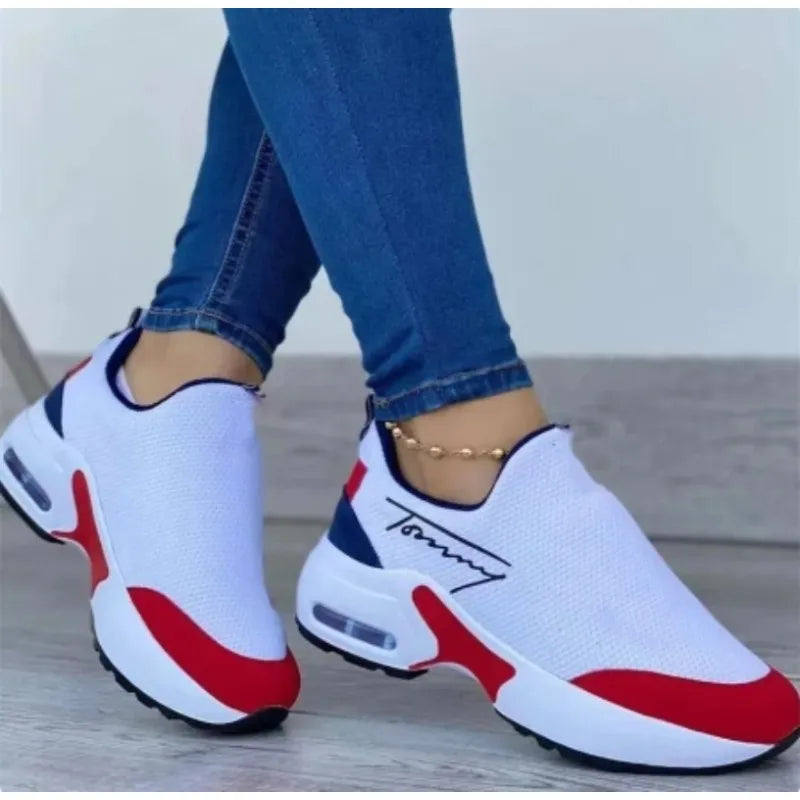 2024 New Large Size Muffin Thick Soled Slip-on Sports Shoes Women Spring and Summer New Air Cushion Lazy Shoes Women's Shoes