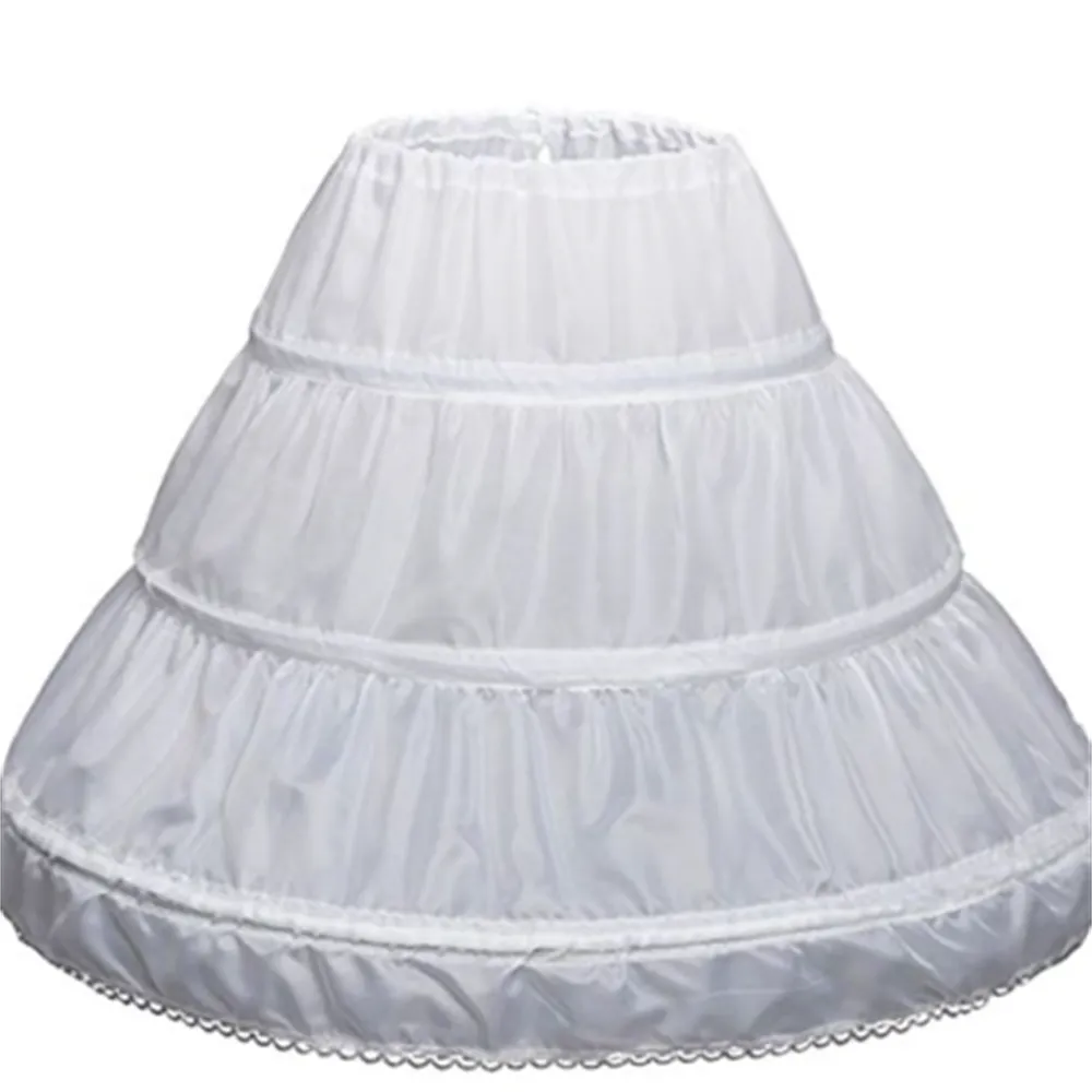 Jupon blanc pour enfants, ligne a, 3 cerceaux, une couche, garniture en dentelle Crinoline, robe de fille à fleurs, sous-jupe, taille élastique, 2023