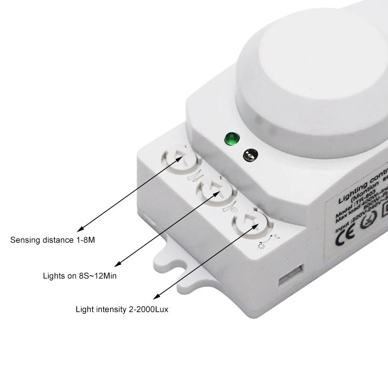 Interruptor con Sensor de microondas, interruptor con Sensor de 5,8 GHz, Sensor de movimiento de 360 ​​grados, interruptor de luz, Detector de movimiento del cuerpo, hogar inteligente Zigbee Tyua