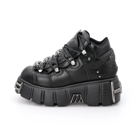 2023 NEW Punk Style Women Shoes Lace-up heel height 6CM Platform Shoes Woman Gothic Ankle Rock Boots Metal Decor Woman Sneakers