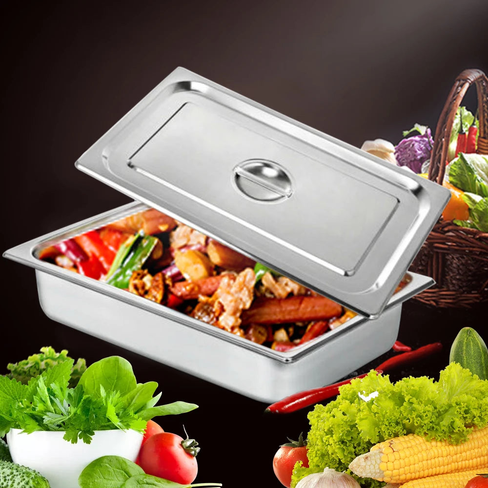 4Pcs Buffet Chafing Dishes 4" Gastronorm Pans Steam Table Pans Tray Stainless Steel Food Container for Party BBQ Baking