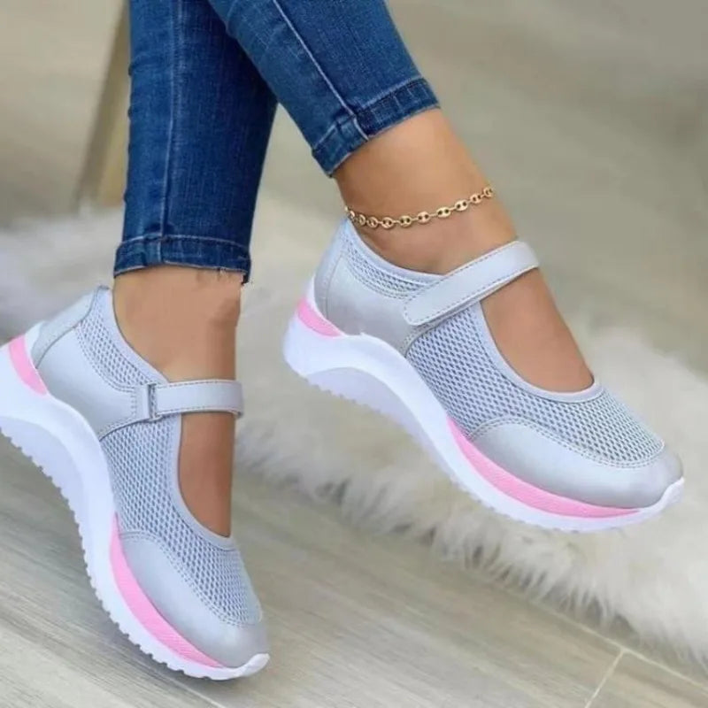 Tête ronde tricoté femmes semelle épaisse chaussures simples femmes grande taille 36-43 grille décontracté chaussures pour femmes baskets femmes