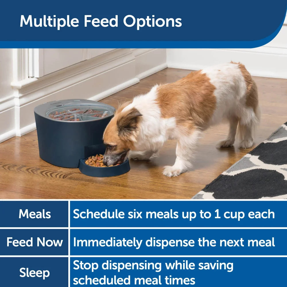 6 Meal Pet Feeder, Automatic Cat & Dog Feeder, 6 Cup Capacity，3.86 Lb，12.00 X 9.98 X 6.75 Inches