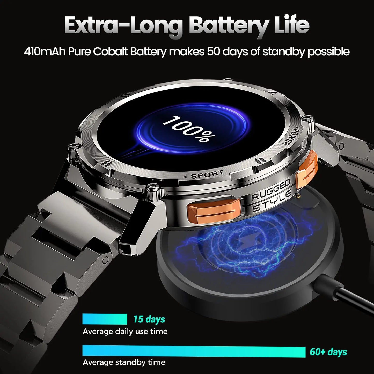 2024 AMAZTIM TANK T2 Business Smartwatch Men AMOLED AOD Men's Watch Bluetooth Call 5ATM Waterproof Fitness Ultra Smart Watches