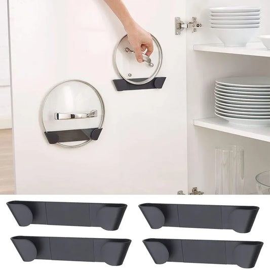 1/2/4Pcs Pot Rack Wall-Mounted No Punching Self-Adhesive Household Kitchen Storage Holder Pan Lid Organizer Pot Cover Rack