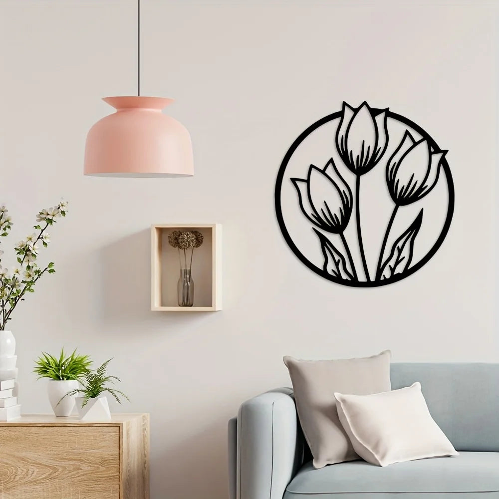 1 pieza, juego de arte de pared con flores, arte de pared de metal, juego de arte de pared grande, arte de pared decorativo para el hogar para la sala de estar, decoración de pared con flores