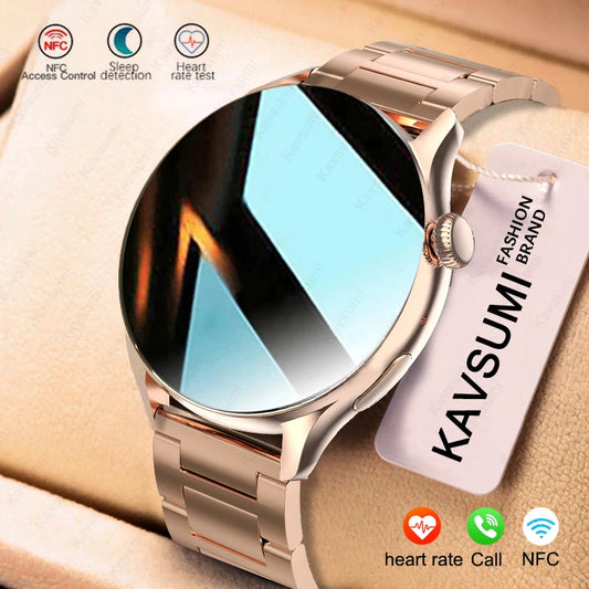 Reloj inteligente NFC 2024 para mujer, reloj deportivo con pantalla de 390x390, seguimiento de movimiento GPS, carga magnética, llamada Bluetooth, reloj inteligente ECG