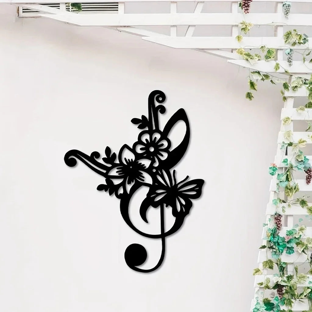 CIFBUY Music Notes Metal Wall Art Flower Wall Decor, Wall Signs Hanging Sculpture for Kitchen Garden Housewarming Gift Christmas