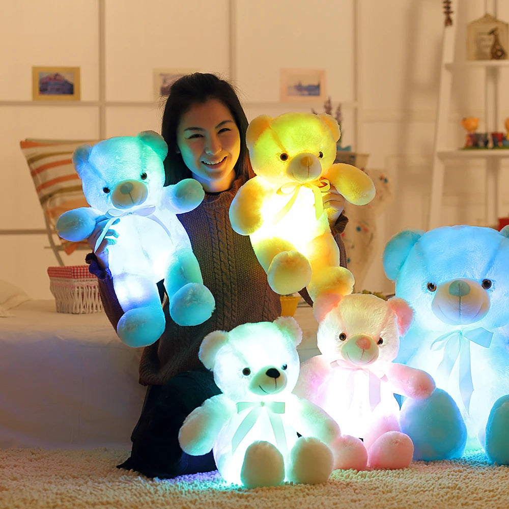 Oso de peluche LED con luz creativa luminosa de 32-50cm, oso de peluche colorido brillante, regalo de Navidad para chico