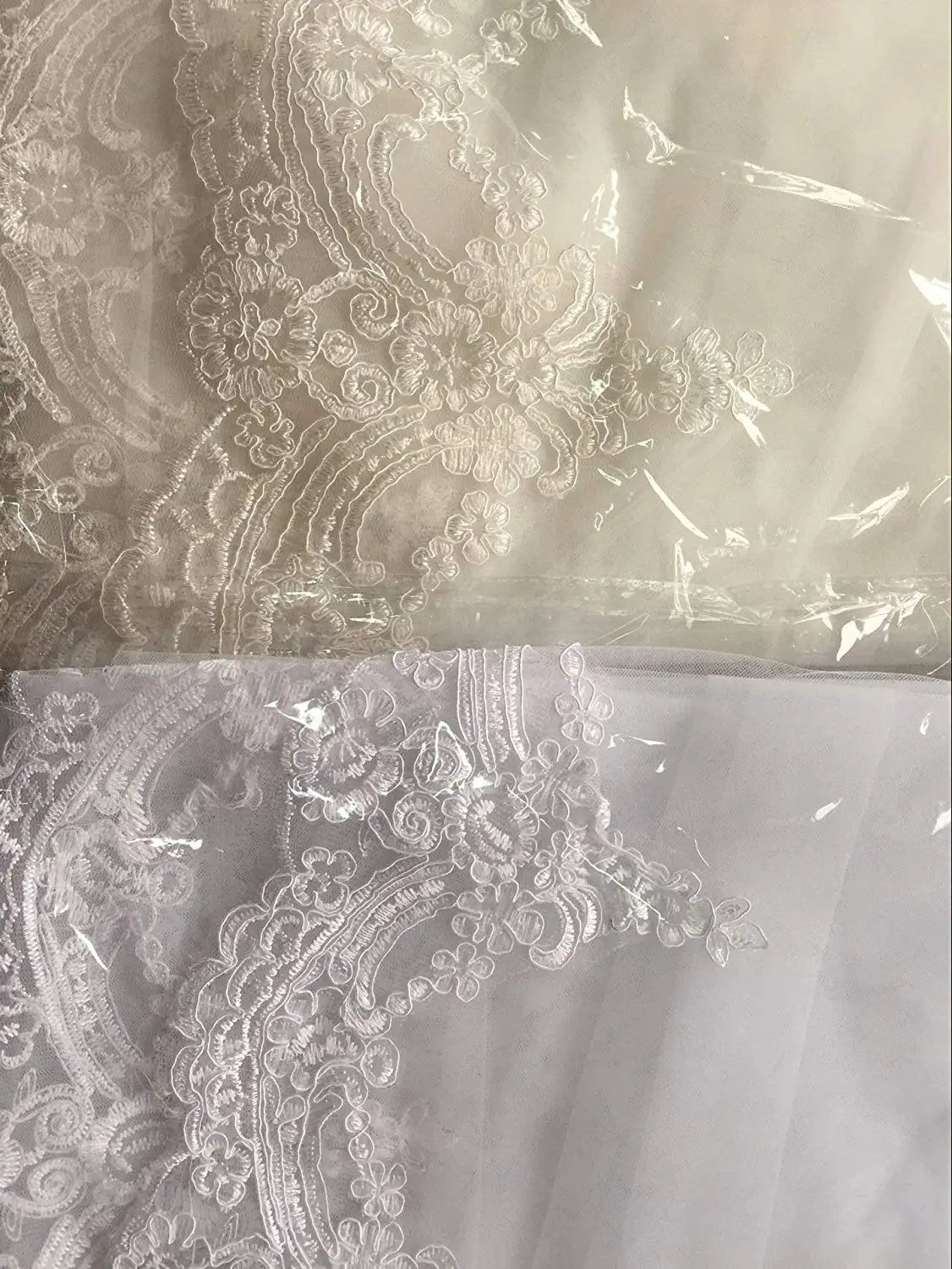 BABYONLINE voile à bords en dentelle florale avec peigne, voile à 1 niveau, 3m x 1.5m de Long, longueur cathédrale, accessoires de mariée