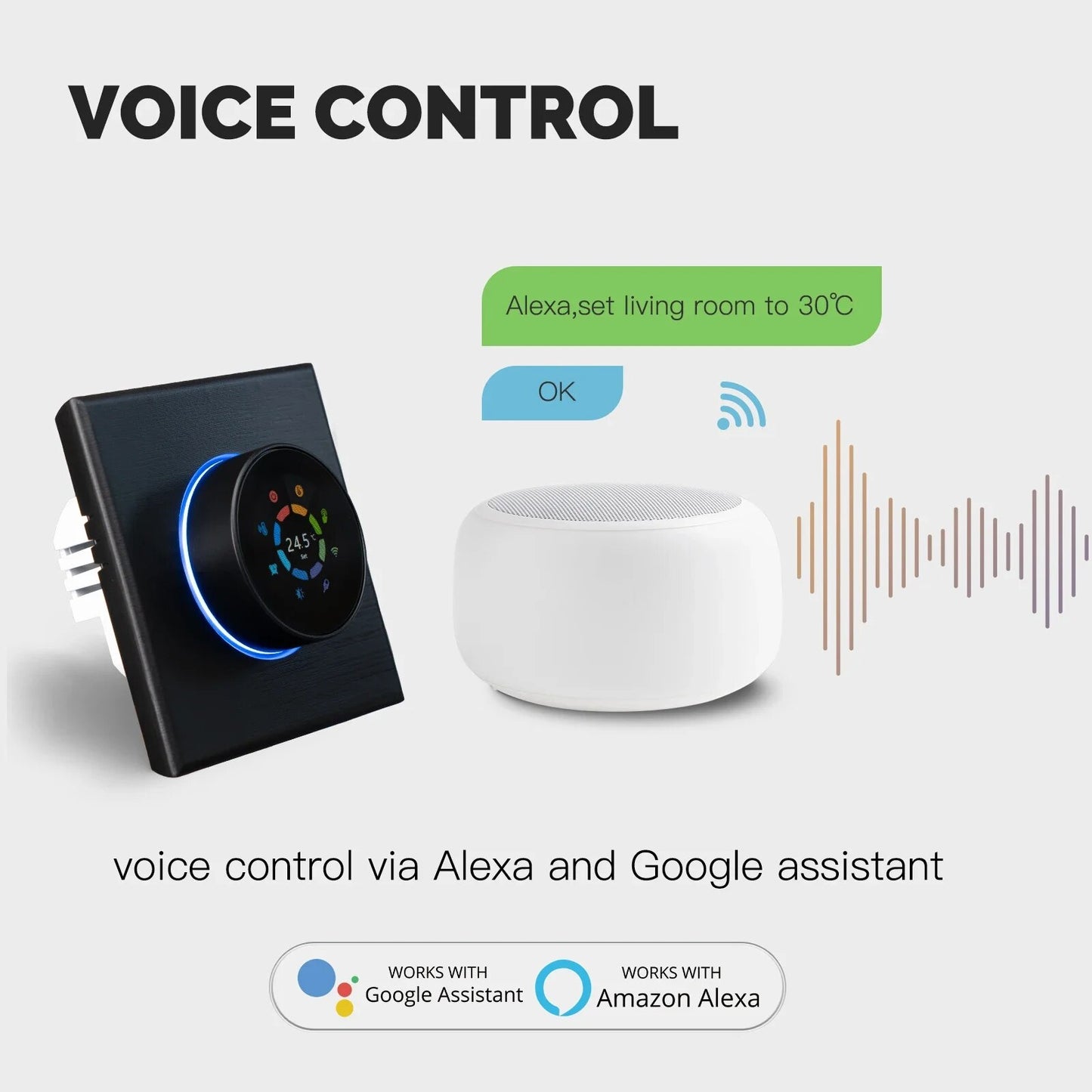 Termostato inteligente con WiFi para calefacción del hogar, controlador de temperatura para caldera de Gas y agua, calefacción eléctrica, funciona con Alexa y GoogleHome