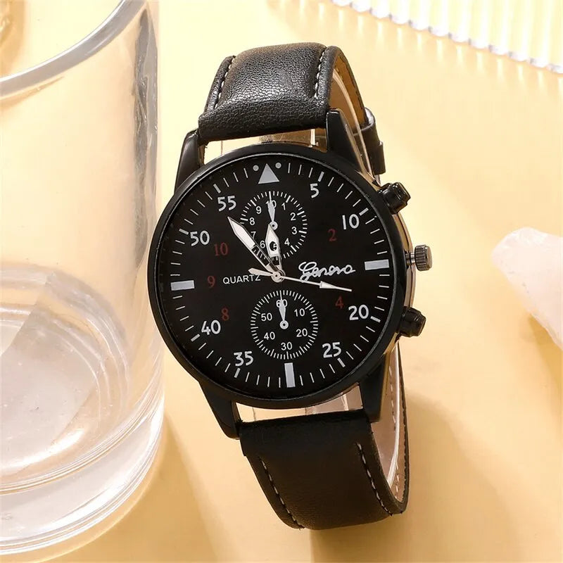 5 pièces ensemble mode hommes montres de sport homme affaires Quartz montre-Bracelet de luxe en cuir Bracelet hommes horloge décontractée montre