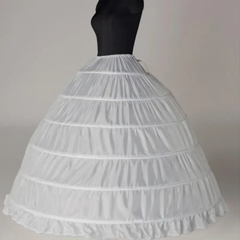 2023 New 6 Hoop Crinoline Black White Long Wedding Petticoat Ball Gown Dress Underskirt Skirt Half Slips Wedding Accessories