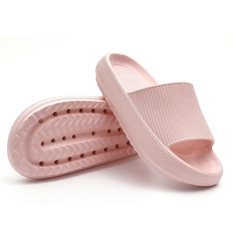 Zapatillas suaves con cojín de nube para hombre y mujer, pantuflas suaves con plataforma gruesa para baño, hogar, interior, antideslizantes, para verano