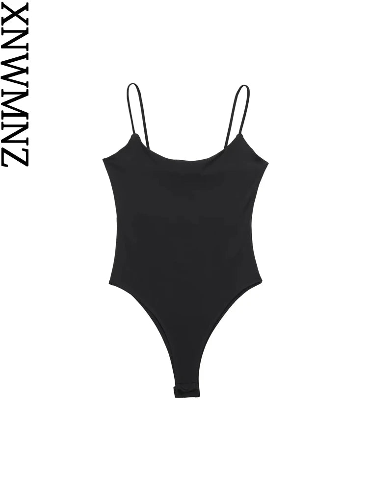 XNWMNZ 2023 New Women Fashion Strappy Top Woman Casual Versatile Thin Straps Slim Fit Female Chic Bodysuit