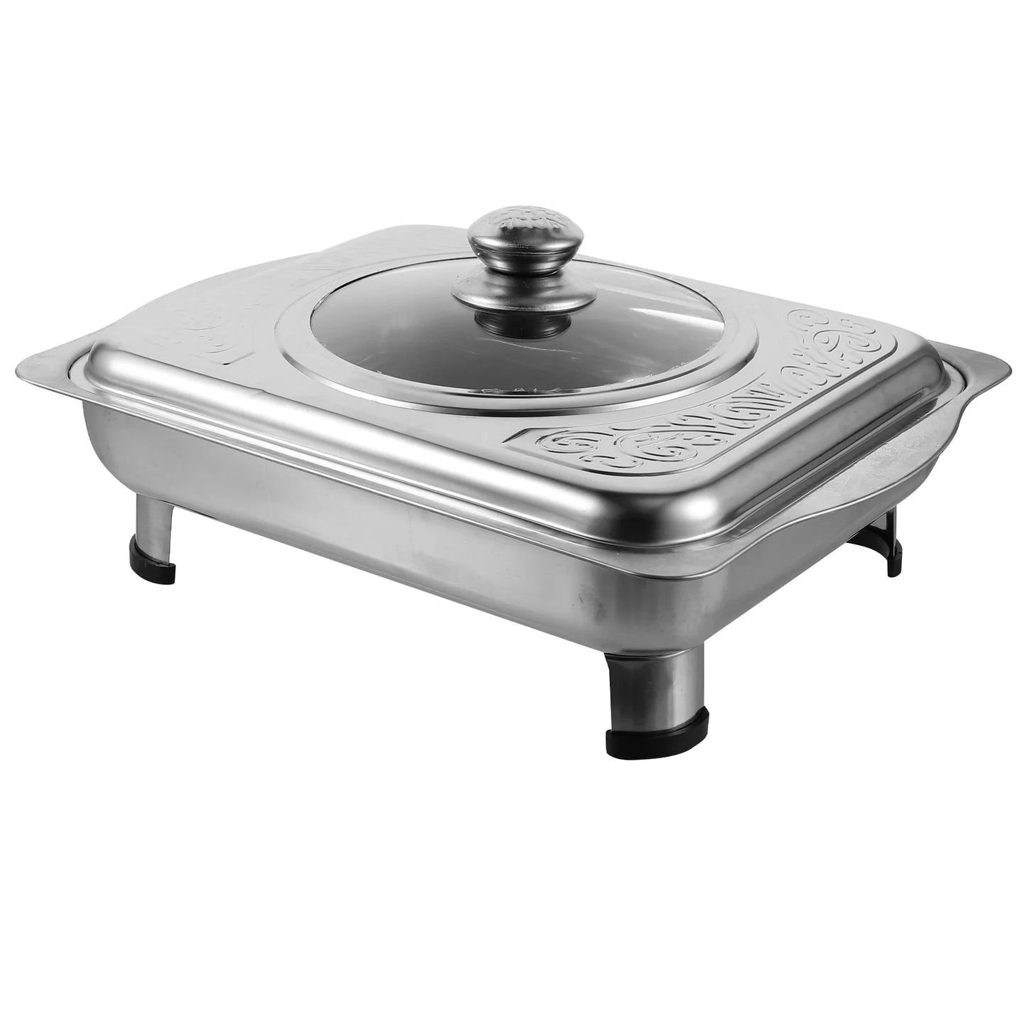 Plato de frotamiento conjunto para bufé, cubierta de chafers rectangulares de acero inoxidable, tapa, servidor de Buffet, calentador de alimentos, sartén para Catering, vapor caliente