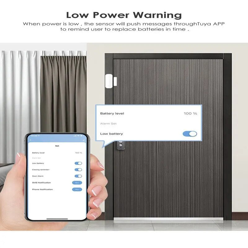 Tuya WiFi Door Sensor Window Doors Open Closed Detectors Smart Life APP Control Smart Home Security Protection Alarm System