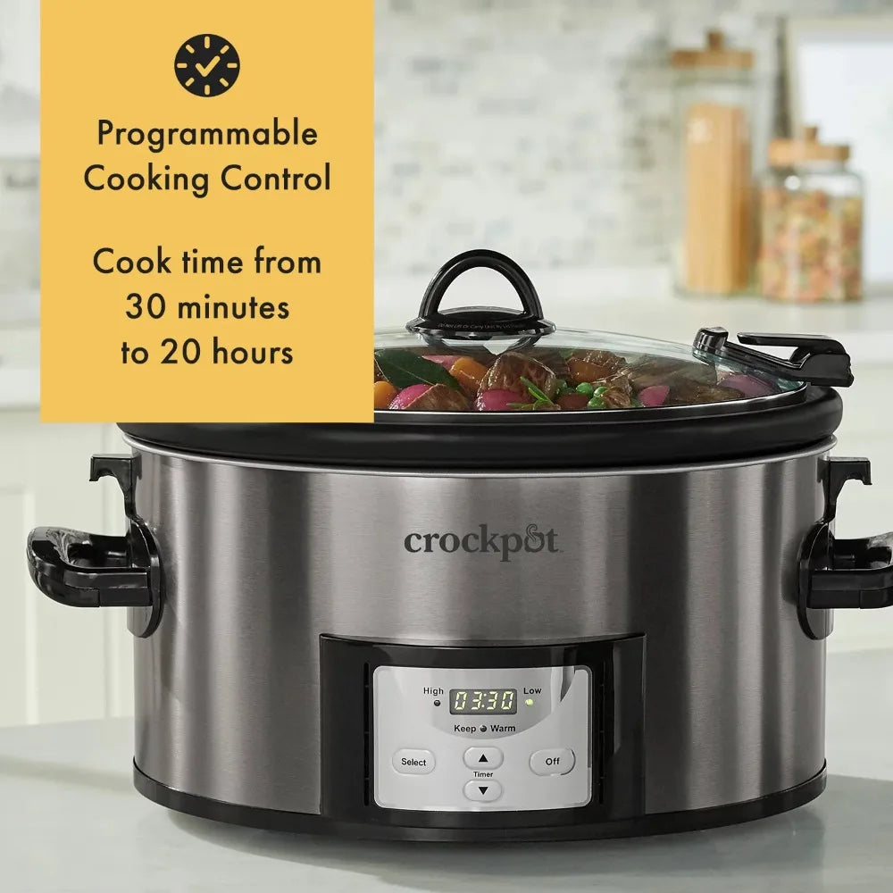 Crockpot™ 7-Quart Easy-to-Clean Cook & Carry™ Slow Cooker, Black Stainless Steel