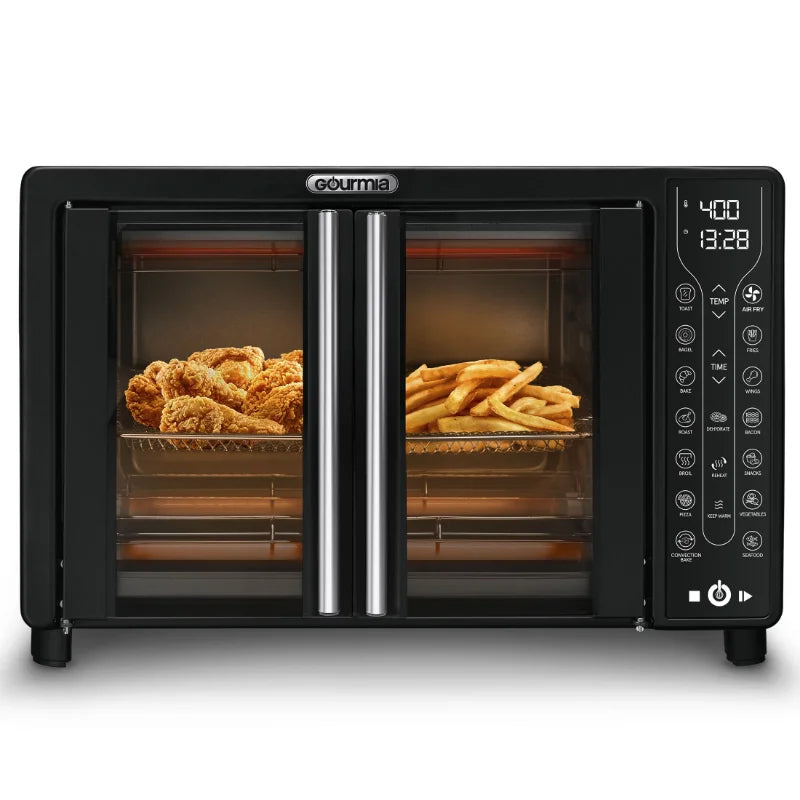 Gourmia Digital French Door Air Fryer Tostador Horno, freidoras de aire negras accesorios de cocina